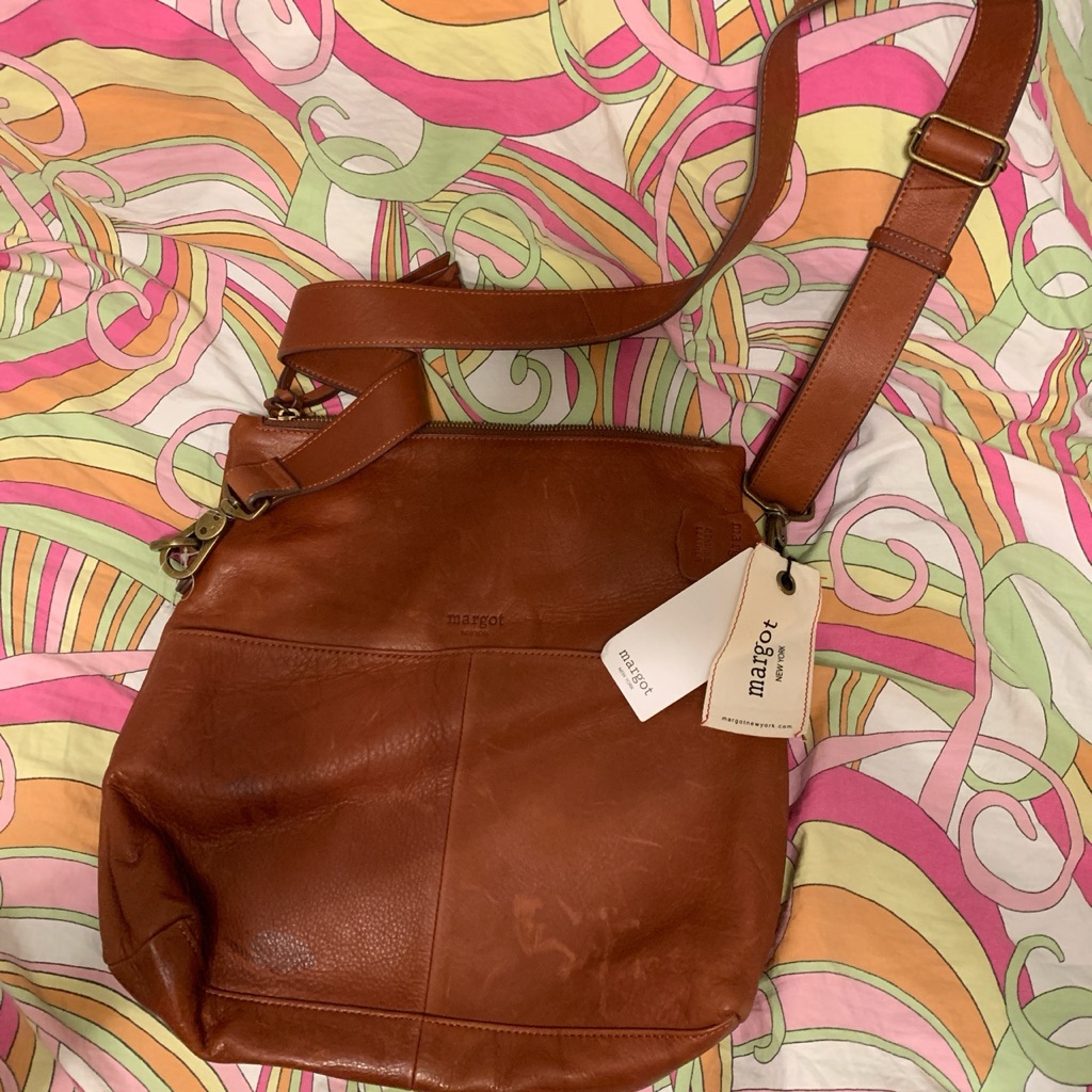 Nwt Margot New York Brown Leather Mickey Hobo Purse